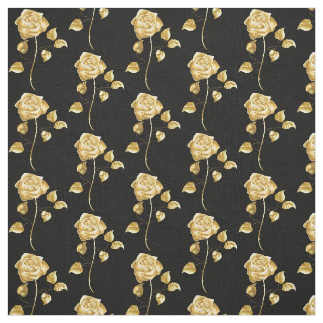 Tela Elegantes Rosas de oro con fondo negro (Retal)