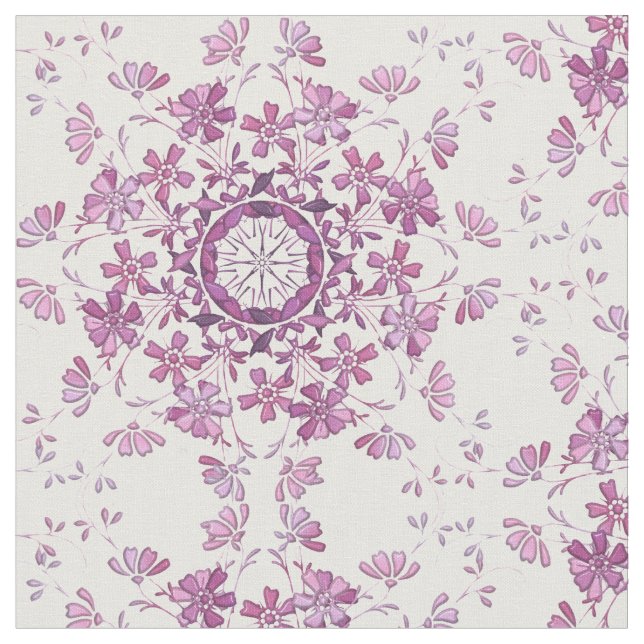 Tela elemento violeta retro floral (De cerca)