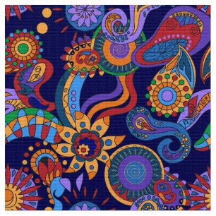 Tela Elementos florales abstractos ornamentales estilo 