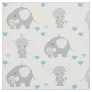 Tela Elephant Blue Gray Safari Animales Nursery Baby Bo