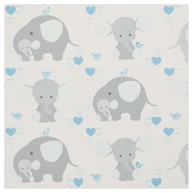 Tela Elephant Blue Gray Safari Animales Nursery Baby Bo (Retal)
