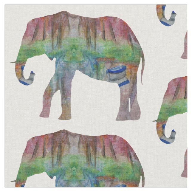 Tela Elephant Watercolor Art (De cerca)