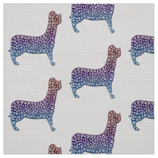 Tela Embossed Indigo Gradient Paw Print Dog Outline