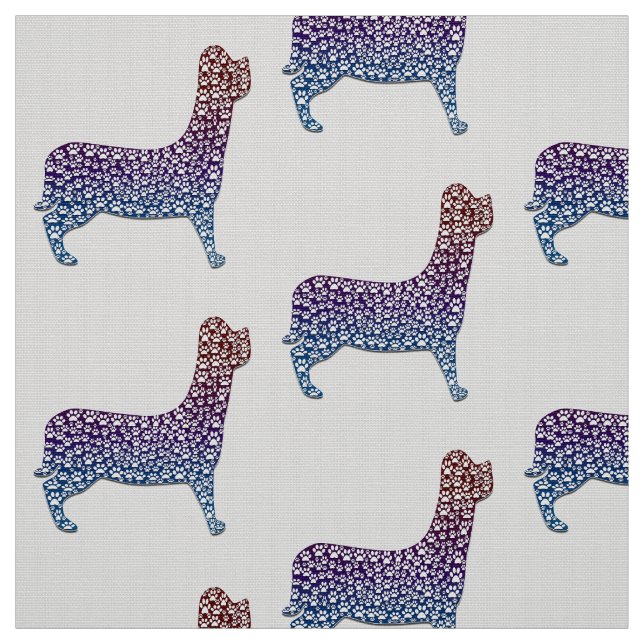 Tela Embossed Indigo Gradient Paw Print Dog Outline (Retal)