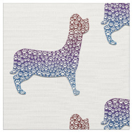 Tela Embossed Indigo Gradient Paw Print Dog Outline