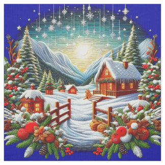 Tela Embroidered Look Outdoor Winter Christmas Scene