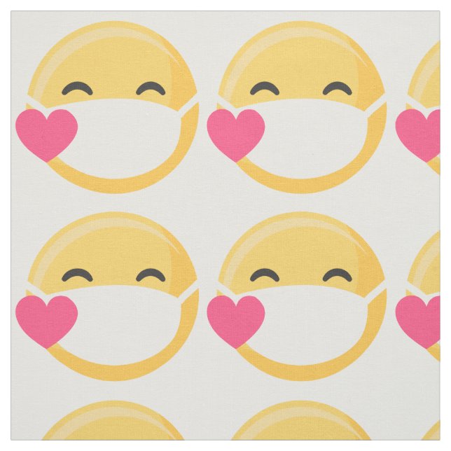 Tela Emoji sonriente de la máscara amarilla de corazón  (Retal)