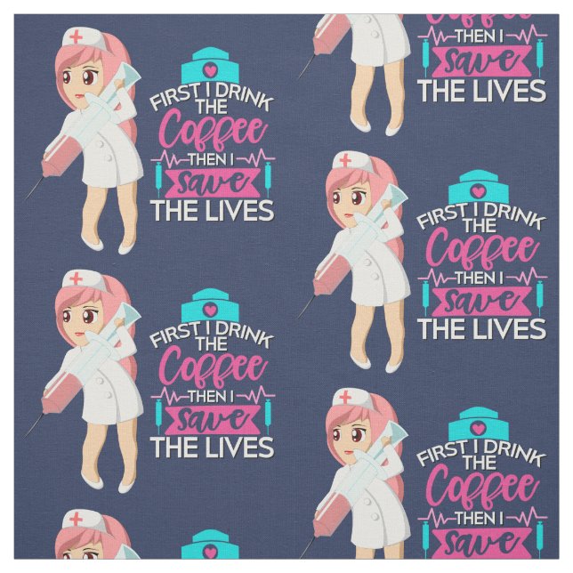 Tela Enfermera divertida diciendo con gran aguja hipodé (Retal)