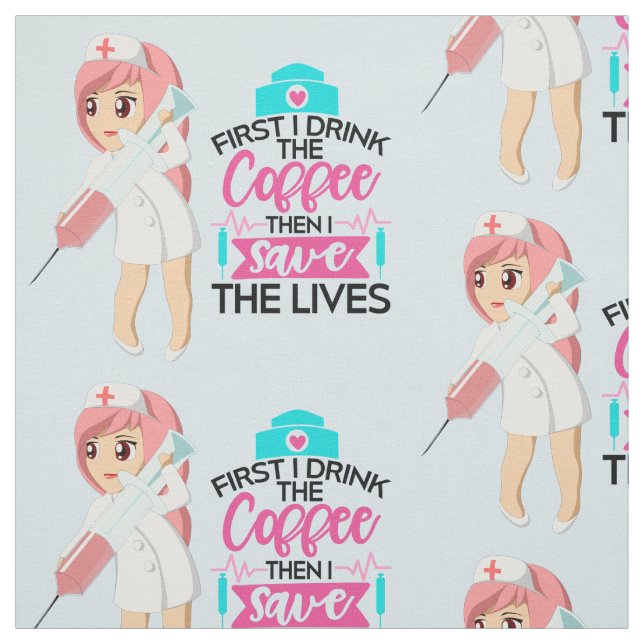 Tela Enfermera divertida que dice tipografía Aguja hipo (Retal)