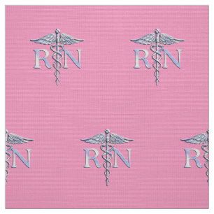 Tela Enfermera inscrita RN Caduceus en Rosa Rosa Rosa