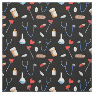 Tela Equipo hospitalario Patterado Black Blue and Red