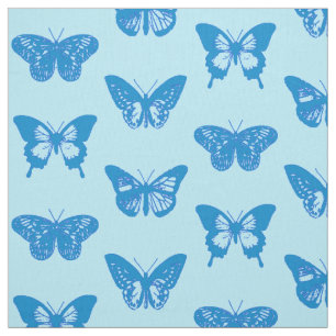Tela Esbozo de mariposa, azul ceruleño y azul celeste