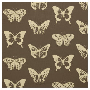 Tela Esbozo de mariposa, beige en marrón chocolate