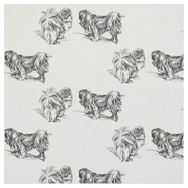 Tela Esbozo de Pekingese vintage (Retal)