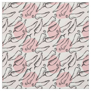 Tela Esbozo grueso Chile Peppers en rosa
