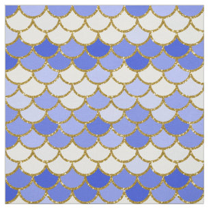 Tela Escalas de Sirenas de Purpurina Azul y Oro