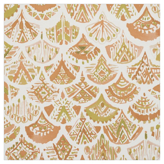 Tela Escalas tribales de oro de la SIRENA AZTECA (Retal)