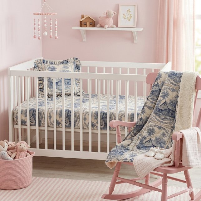 Tela Escena rústica de granja Toile francés hogar de ca (Rustic Farm Scene French Toile Country Home Fabric)