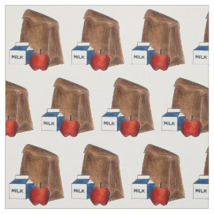 Tela Escuela Brown Bag Sack Lunch Lady Profesora Apple
