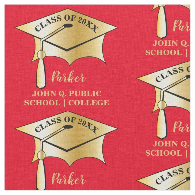 Tela Escuela de año de la clase Gold Tone Graduation Ca (De cerca)