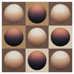 Tela Esferas de arte pop, chocolate marrón y beige