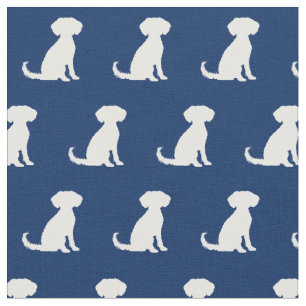 Tela Esnoodle Dog Silhouette Mascota Navy Azul