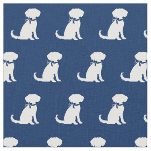 Tela Esnoodle Perro Silhouette Mascota Marina Azul