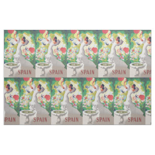 Tela España Senorita Birds Flowers Fiesta Garden