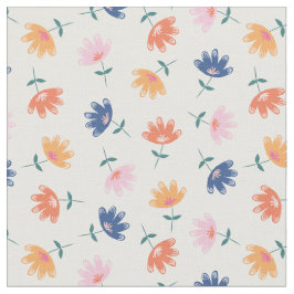 Tela Espectacular patrón de flores azules Naranjas rosa