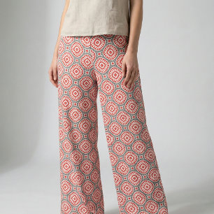 Tela Espectacular patrón rojo blanco de la etnia marroq