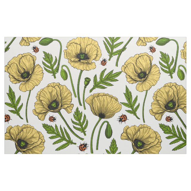Tela Espías amarillas y ladybugs ("Cuarto gordo" (fat quarter))