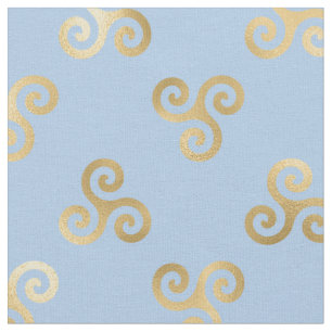 Tela Espiral de Triskele Celta dorada en azul claro