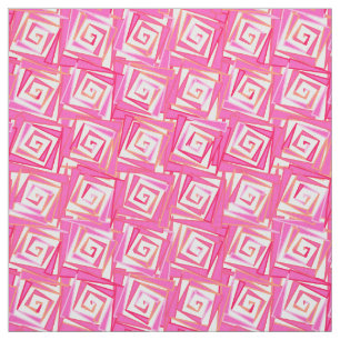 Tela Espirales cuadradas modernas de medio siglo, rosa 
