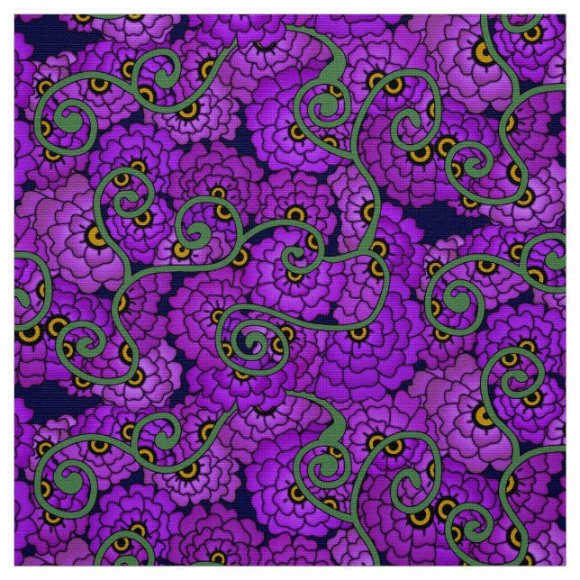 Tela Espirales de flores - Púrpura (Retal)