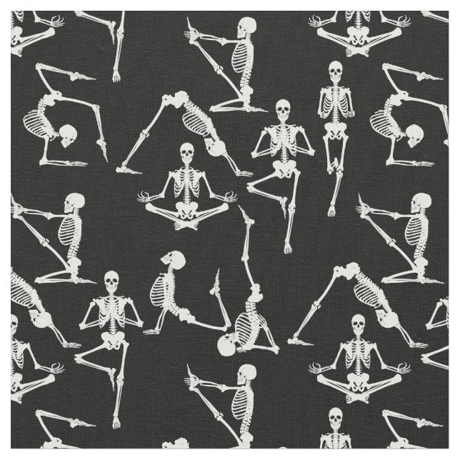 Tela esqueletos de yoga de halloween negros (De cerca)