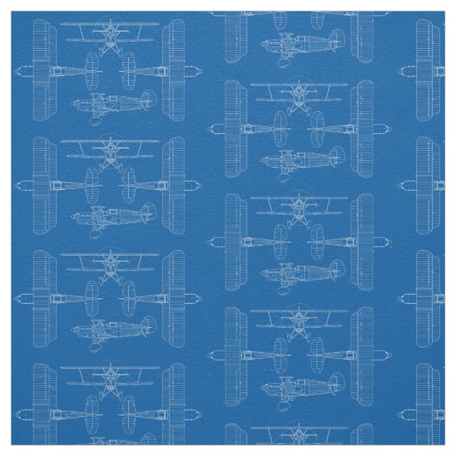Tela Esquema del avión vintage (Retal)