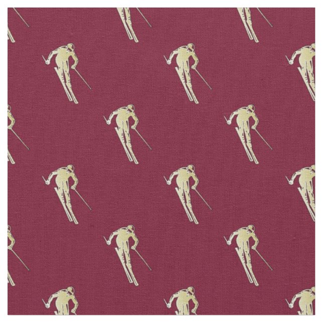 Tela Esquiador de oro en rojo (De cerca)