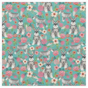 Tela esqunauzer perro cortado orejas vintage florals aq
