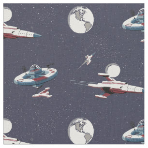 Tela Estaciones espaciales antiguas, cohetes, planetas 