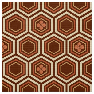 Tela Estampa de kimono hexagonal, marrón y beige