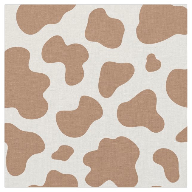 Tela Estampa de vaca neutral occidental beige marrón (De cerca)