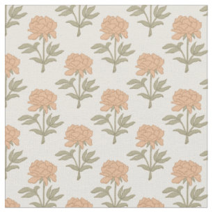 Tela Estampa floral de peonía bloque vintage boho cálid