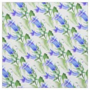 Tela estampada con arte de acuarela de campanula