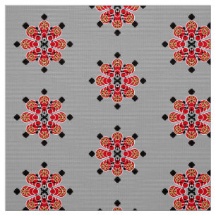 Tela Estampado de bandana - rojo, gris y negro
