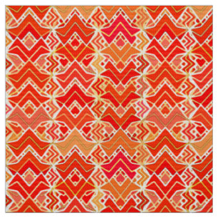 Tela Estampado de batik tribal, mandarín y naranja clar