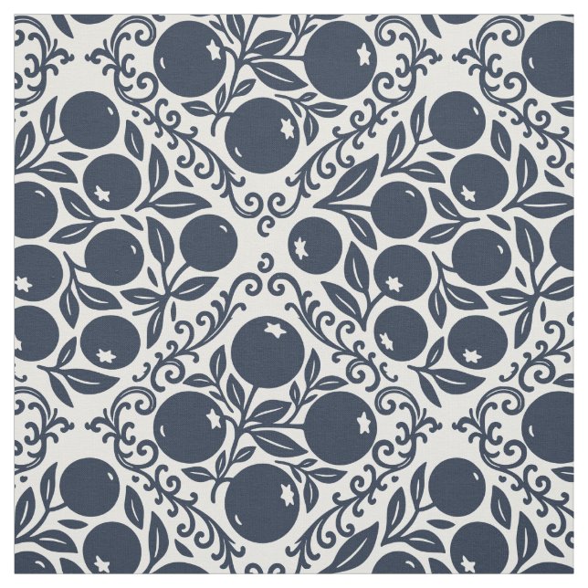 Tela Estampado de bloque de arándano azul de arte popul (Retal)