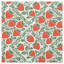 Tela Estampado de bloque de fresa de arte popular en ro