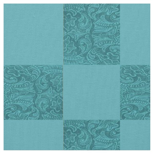 Tela Estampado de cuero trabajado en azul turquesa (De cerca)