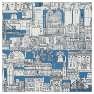 Tela estampado de Filadelfia cobalto añil