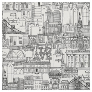 Tela Estampado de Filadelfia negro blanco